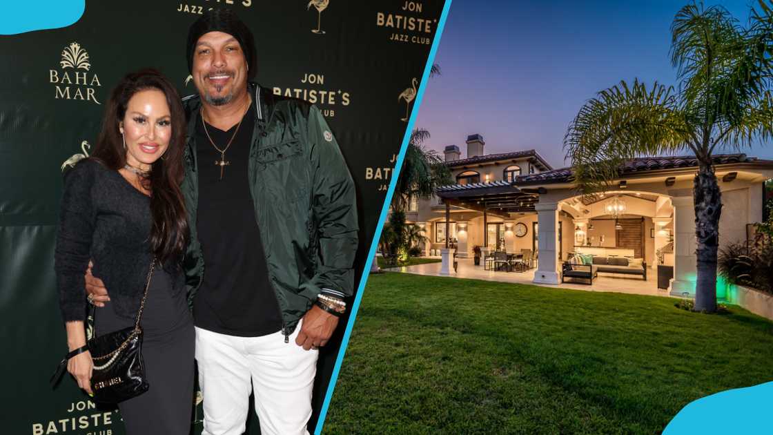 Rebecca Villalobos and David Justice at the grand opening of Jon Batiste's Jazz Club at Baha Mar (left). A luxurious home in Hidden Hills, California (right). Rebecca Villalobos and David Justice at the grand opening of Jon Batiste's Jazz Club at Baha Mar (left). A luxurious home in Hidden Hills, California (right).