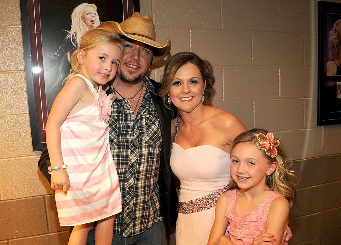 Jason Aldean and Jessica Aldean and their daughters at the 47th Annual Academy Of Country Music Awards