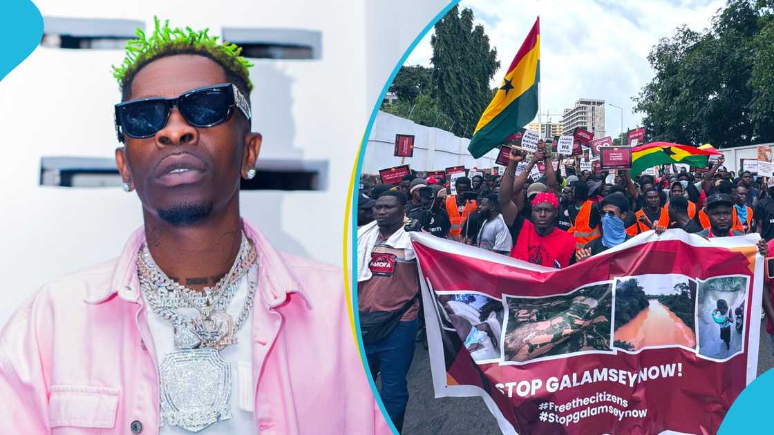 Shatta Wale, Anti-Galamsey demonstration, Shatta Wale's songs, DJ playing Shatta Wale's songs, Ghanaian protestors, Ghanaian musician