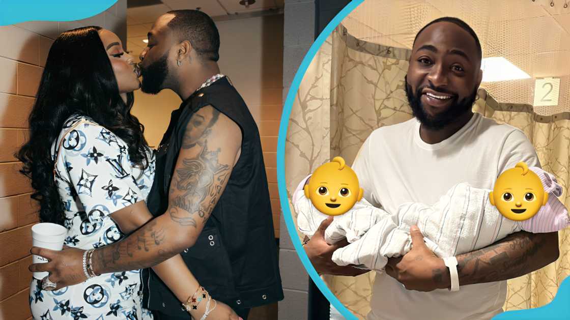 Chioma Avril Rowland, Davido, and their twins Chioma Avril Rowland, Davido, and their twins