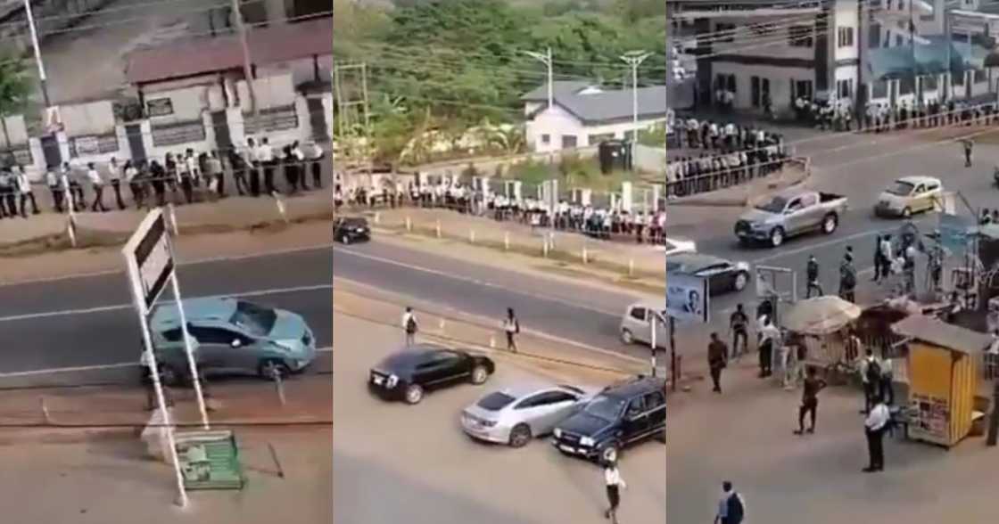 One logologo line: Video of level 100's forming long queue at UPSA's gate causes stir online One logologo line: Video of level 100's forming long queue at UPSA's gate causes stir online