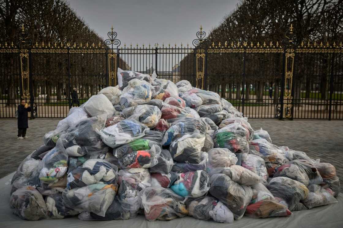 Bags of textile waste, seen in Paris in March 2025 Bags of textile waste, seen in Paris in March 2025