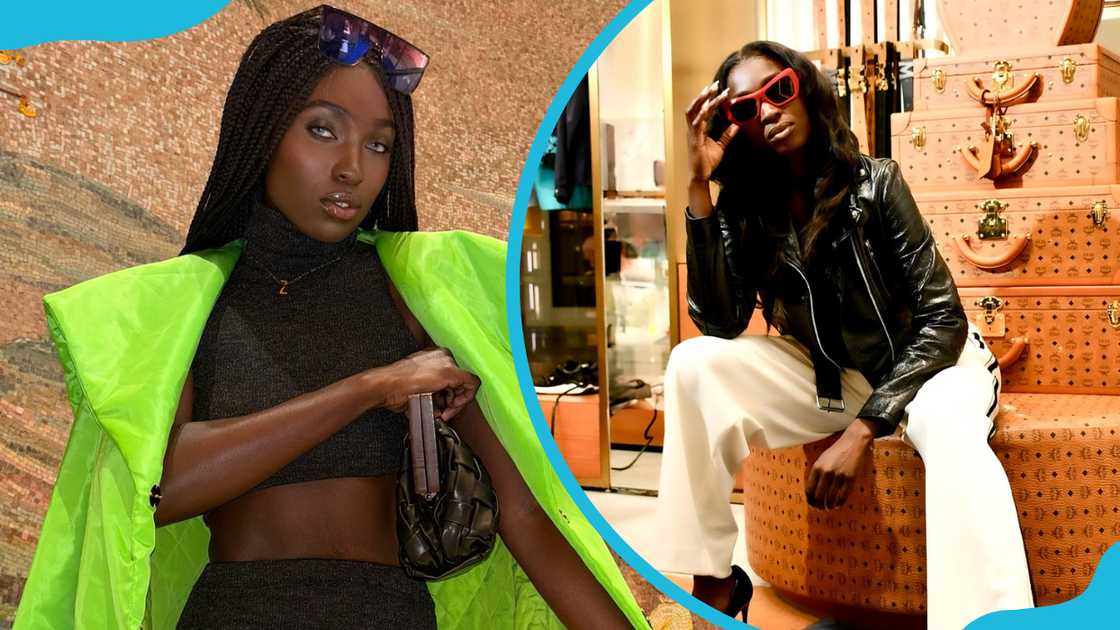 Model Zaidra James poses in two distinct styles in Milan, Italy Model Zaidra James poses in two distinct styles in Milan, Italy