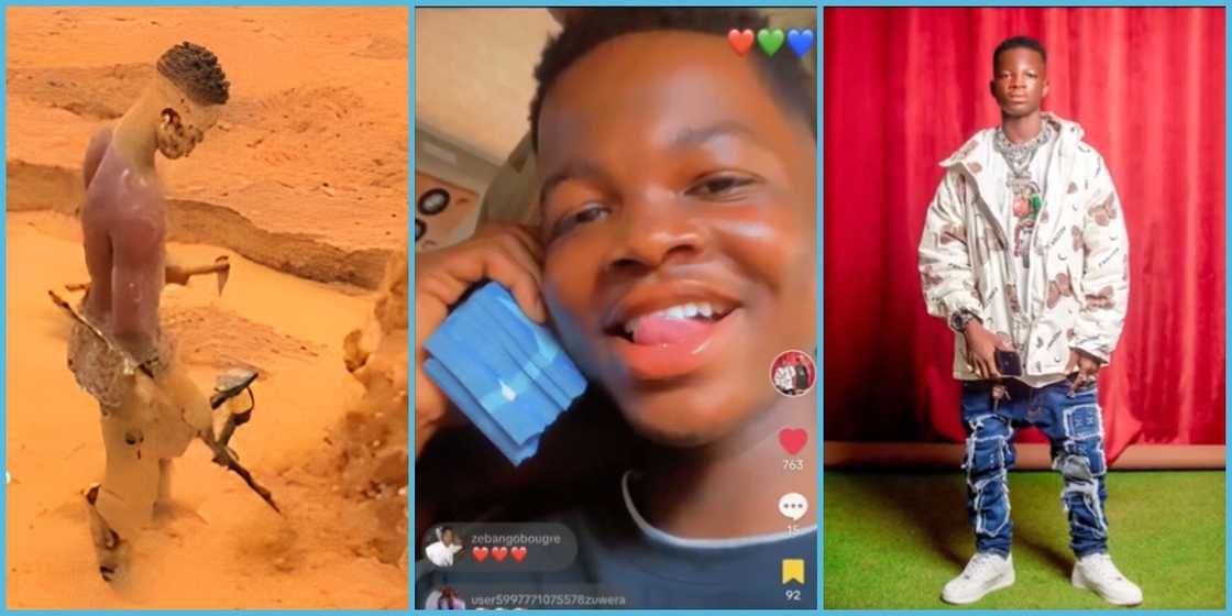 Young Ghanaian man shows the process and financial results of his galamsey work. Young Ghanaian man shows the process and financial results of his galamsey work.