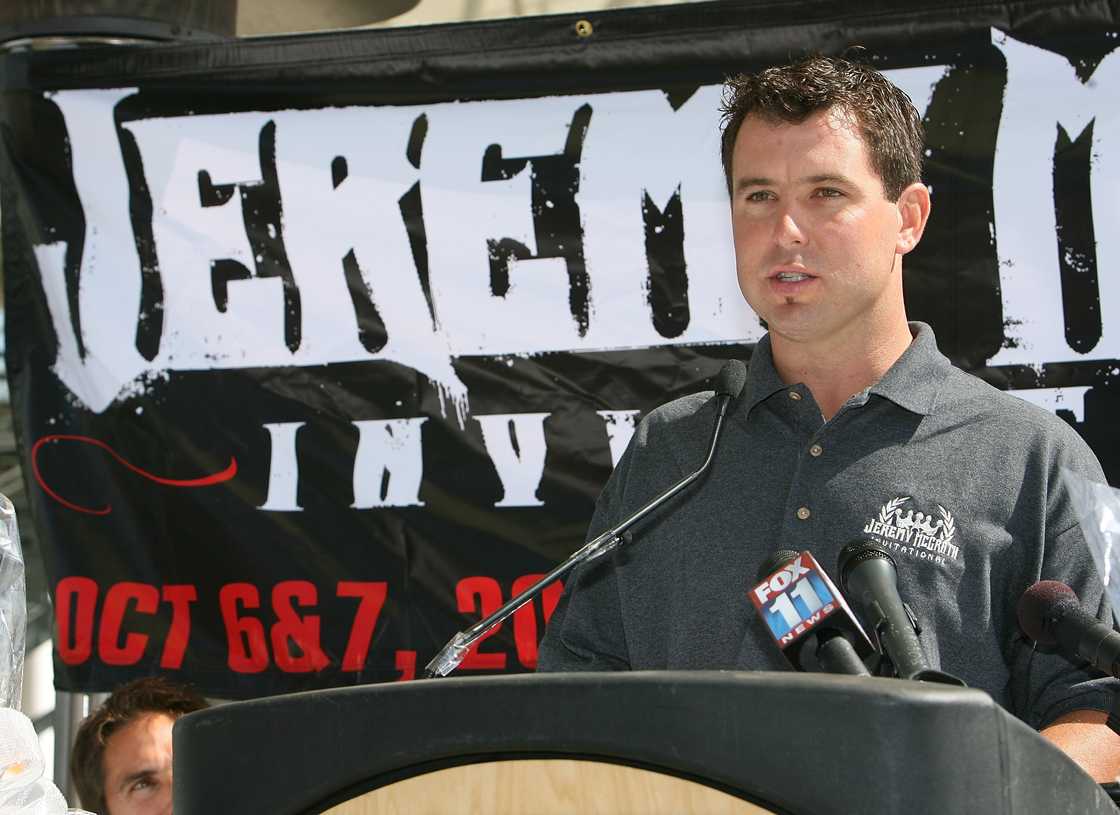 Motocross Legend Jeremy McGrath speaks at the Jeremy McGrath Invitational Media Day at the Home Depot Center in Los Angeles, California.