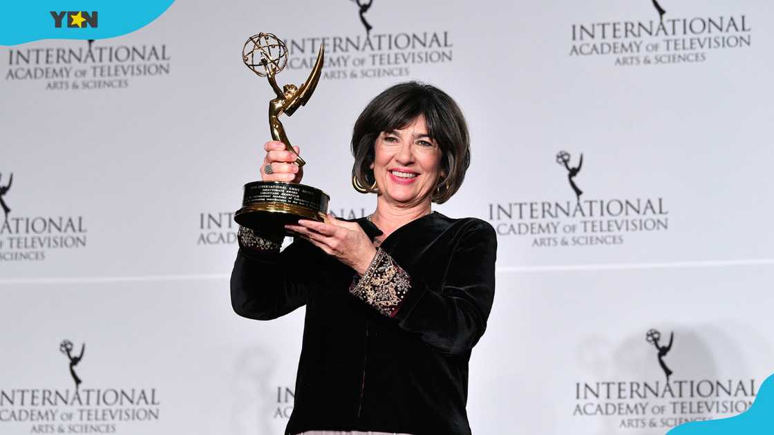 Christiane Amanpour hold an award at the 2019 International Emmy Awards Gala. Christiane Amanpour hold an award at the 2019 International Emmy Awards Gala.