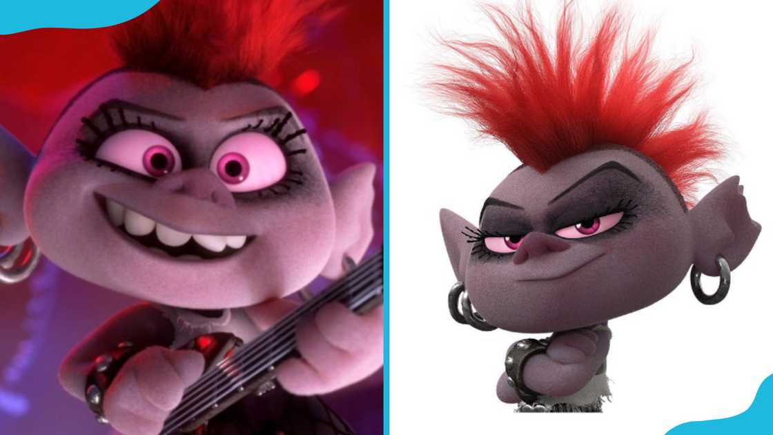 Queen Barb playing the guitar (L) and posing for a photo (R) Queen Barb playing the guitar (L) and posing for a photo (R)