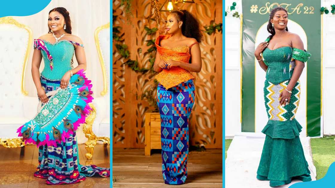 Women wearing Kente church wedding dresses Women wearing Kente church wedding dresses