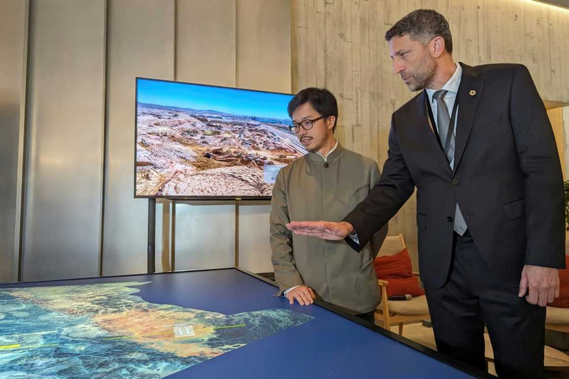 NEOM's executive director Tarek Qaddumi (R) said the project's goal was balancing 'nature conservation, human livability and economic prosperity' NEOM's executive director Tarek Qaddumi (R) said the project's goal was balancing 'nature conservation, human livability and economic prosperity'