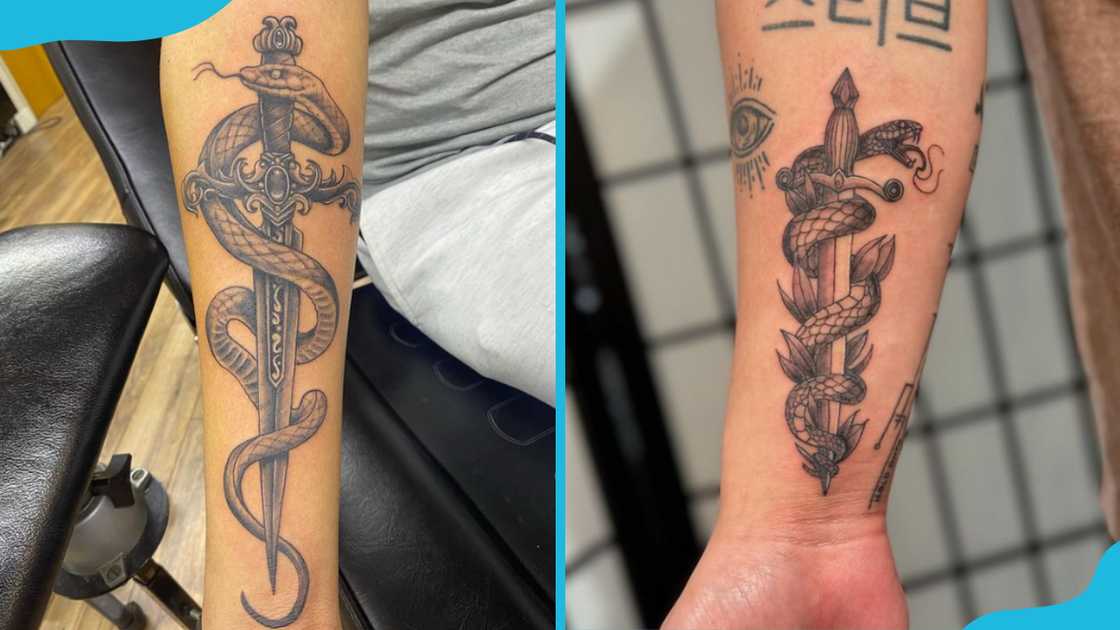 Snake and dagger tattoos