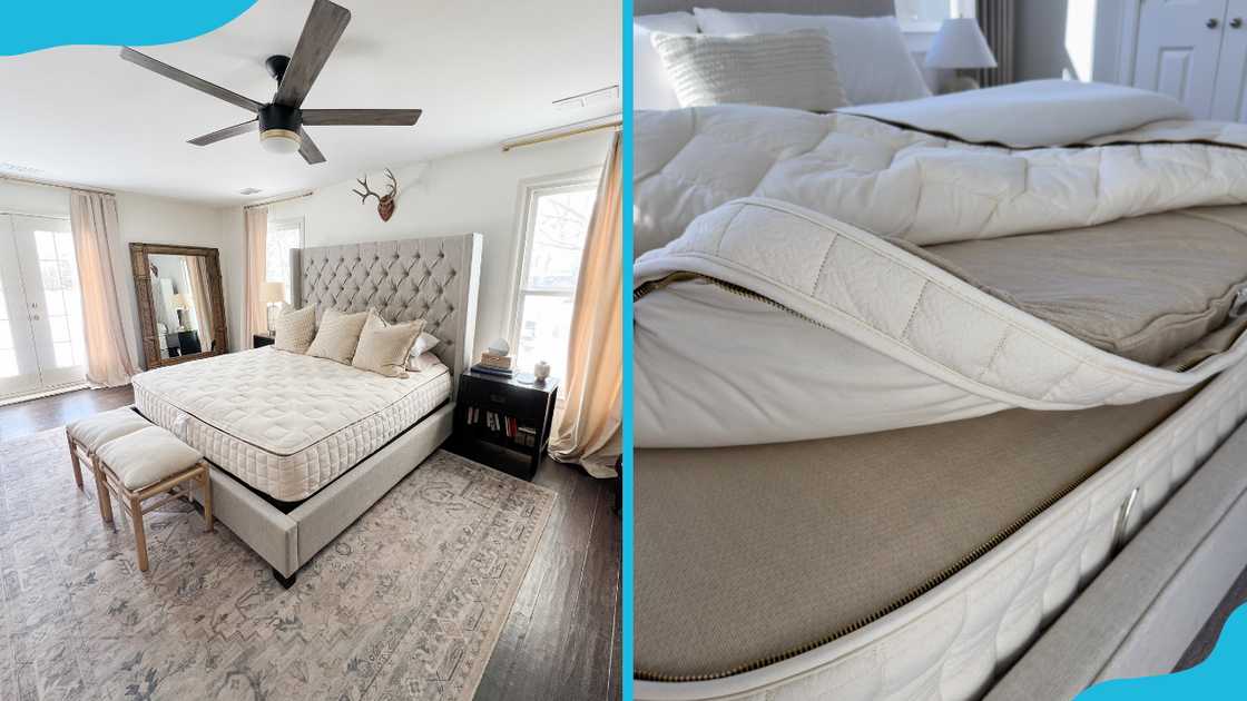 A grey bed with a Halcyon Elysium mattress A grey bed with a Halcyon Elysium mattress