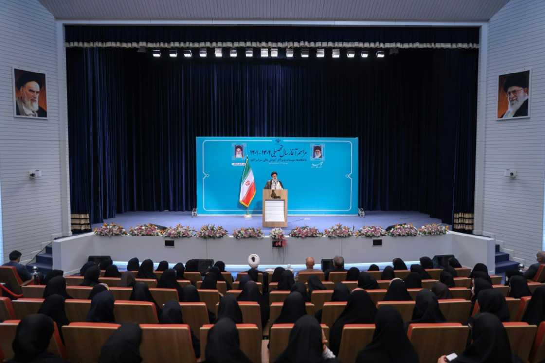 Footage shared on social media, including by news site Iran Wire, said that students at the women's university Al-Zahra in Tehran had shouted slogans against the regime on campus during a visit by President Ebrahim Raisi on Saturday Footage shared on social media, including by news site Iran Wire, said that students at the women's university Al-Zahra in Tehran had shouted slogans against the regime on campus during a visit by President Ebrahim Raisi on Saturday