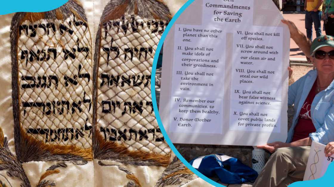 The Ten Commandments also known as the Decalogue. Padua and a poster with Ten Commandments in Arizona, USA. The Ten Commandments also known as the Decalogue. Padua and a poster with Ten Commandments in Arizona, USA.