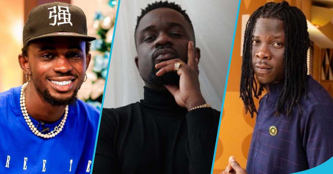 Photos of Black Sherif, Sarkodie, and Stonebwoy.