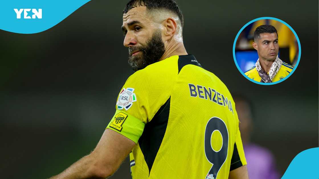 Karim Benzema of Al Ittihad looks on during the Saudi Pro League match between Al Ittihad and Al Kholood at Prince Abduallah Al Faisal Stadium on February 1, 2025 in Jeddah, Saudi Arabia Karim Benzema of Al Ittihad looks on during the Saudi Pro League match between Al Ittihad and Al Kholood at Prince Abduallah Al Faisal Stadium on February 1, 2025 in Jeddah, Saudi Arabia