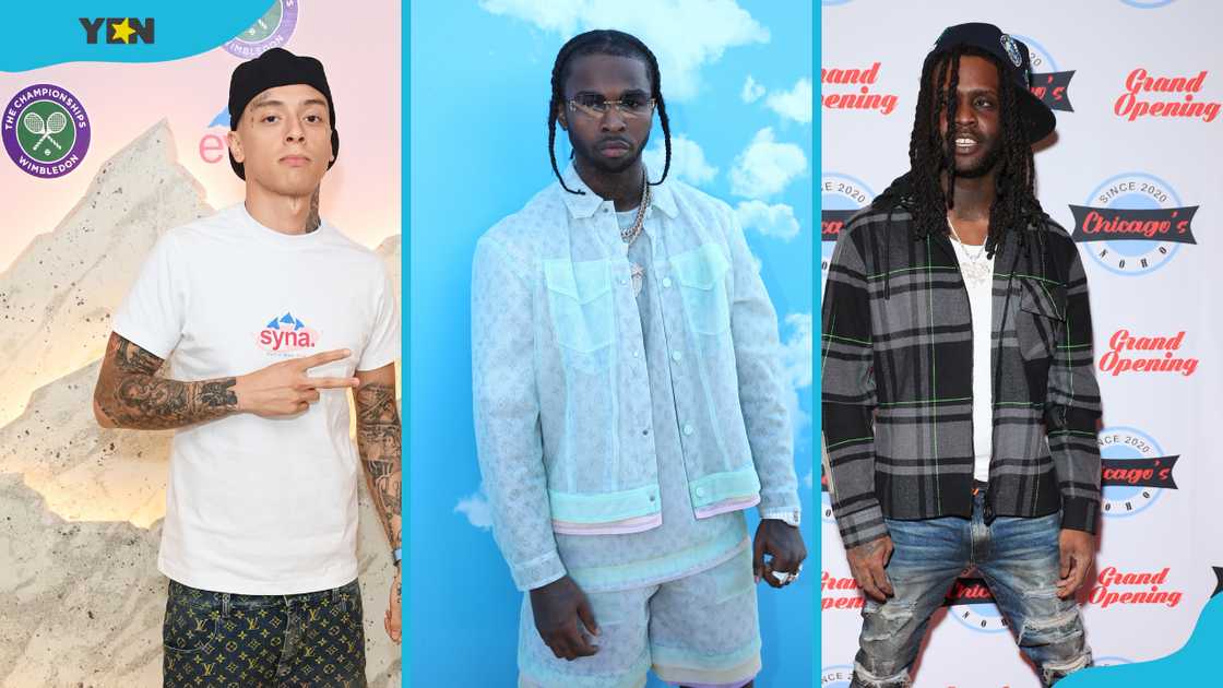 Drill rappers Central Cee (L), Pop Smoke (C), and Cheif Keef (R) Drill rappers Central Cee (L), Pop Smoke (C), and Cheif Keef (R)