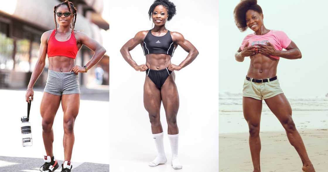 Mary Got Fit: Ghana's Strongest Lady Flexes 6-Packs abs in New Photos