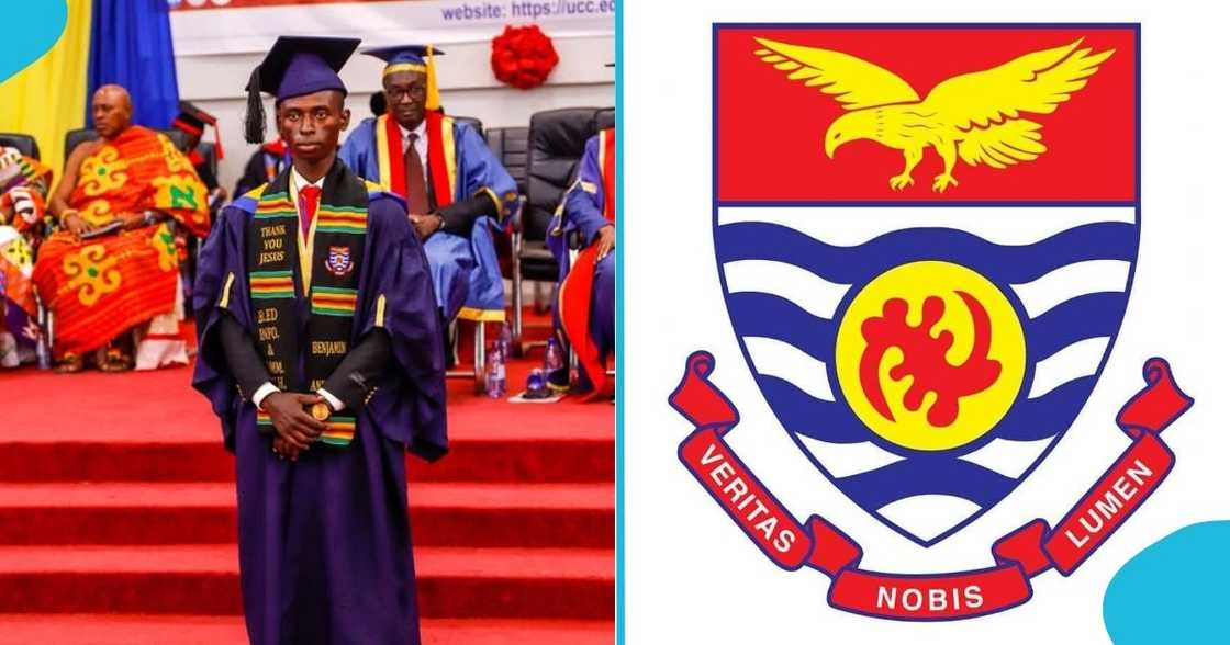 First-Class Degree, Valedictorian, overall best graduating student, The UCC, Cape Coast, government school. First-Class Degree, Valedictorian, overall best graduating student, The UCC, Cape Coast, government school.
