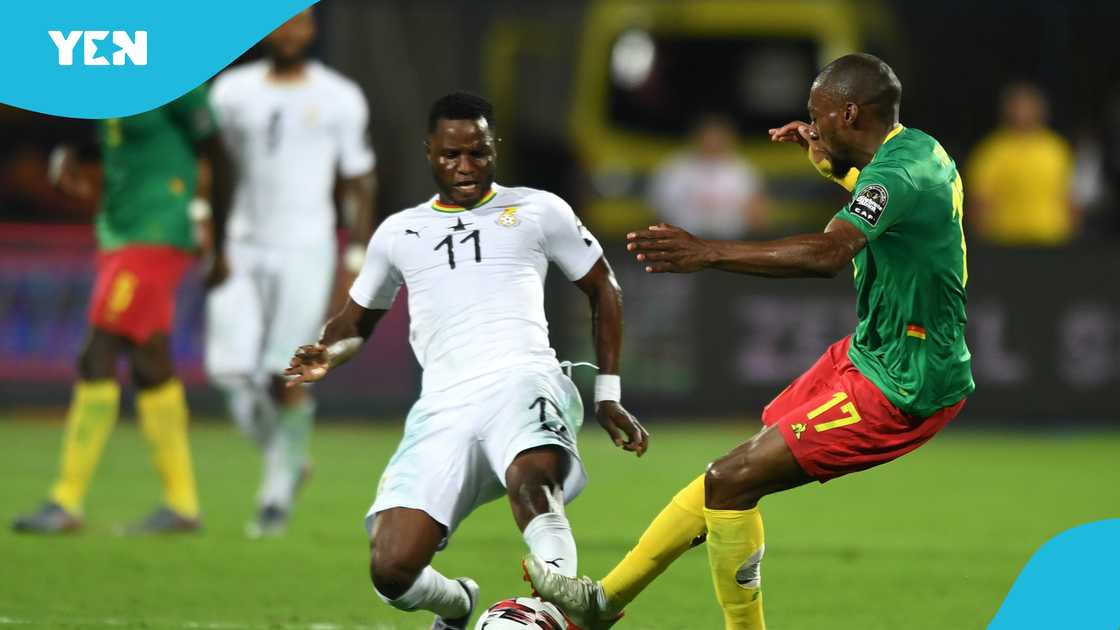 Mubarak Wakaso, Karl Toko Ekambi, Ghana Black Stars, Cameroon, 2019 AFCON Mubarak Wakaso, Karl Toko Ekambi, Ghana Black Stars, Cameroon, 2019 AFCON