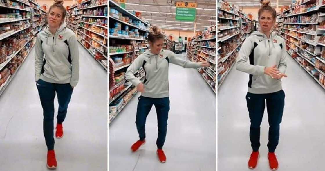 Woman, slaying, dance moves, Russ, Handsomer, dancer, dancing, dance in supermarket, dancing while walking, TikTok dance, trending news, viral video Woman, slaying, dance moves, Russ, Handsomer, dancer, dancing, dance in supermarket, dancing while walking, TikTok dance, trending news, viral video