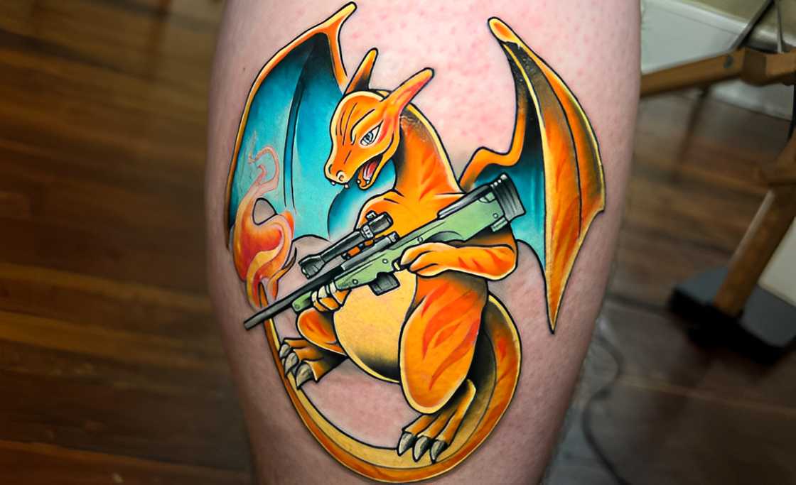 Charizard portrait tattoo Charizard portrait tattoo