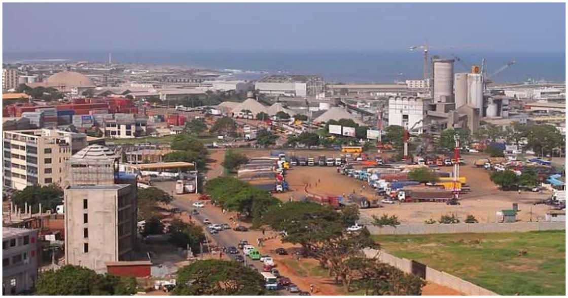 Aerial view of the industrial city of Tema