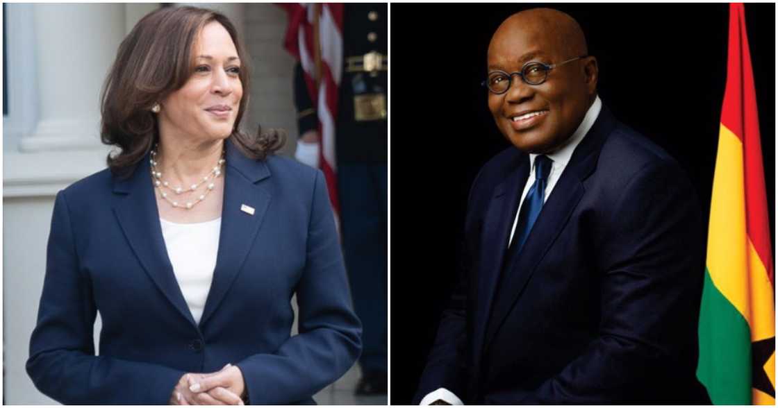 Photos of Kamala Harris and Akufo-Addo.