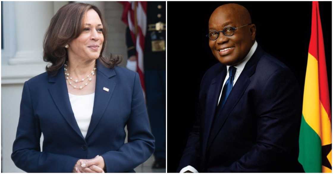 Photos of Kamala Harris and Akufo-Addo. Photos of Kamala Harris and Akufo-Addo.
