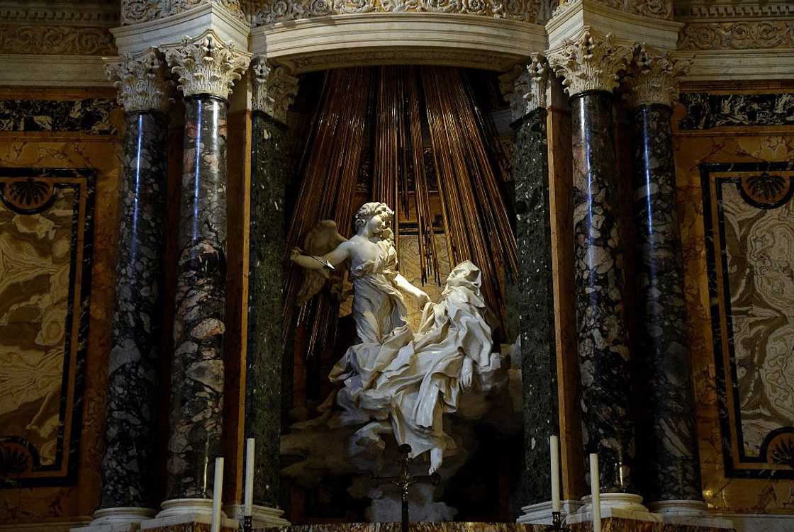 The restored sculpture The Ecstasy of Saint Teresa by Italian artist Gian Lorenzo Bernini. The restored sculpture The Ecstasy of Saint Teresa by Italian artist Gian Lorenzo Bernini.