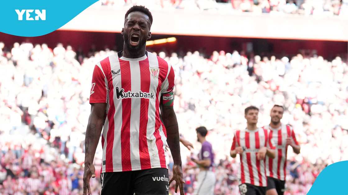 Inaki Williams of Athletic Club celebrates scoring his team's seventh goal during the LaLiga match between Athletic Club and Real Valladolid CF at Estadio de San Mames on February 23, 2025 in Bilbao, Spain Inaki Williams of Athletic Club celebrates scoring his team's seventh goal during the LaLiga match between Athletic Club and Real Valladolid CF at Estadio de San Mames on February 23, 2025 in Bilbao, Spain