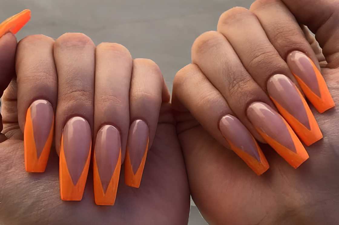 Orange French tips Orange French tips