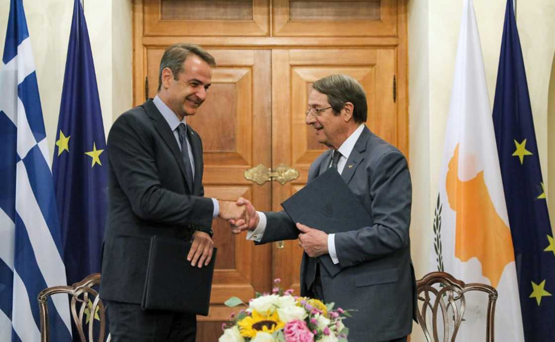 Greek Prime Minister Kyriakos Mitsotakis holds talks with Cyprus President Nicos Anastasiades on the latest war of words with Turkey Greek Prime Minister Kyriakos Mitsotakis holds talks with Cyprus President Nicos Anastasiades on the latest war of words with Turkey
