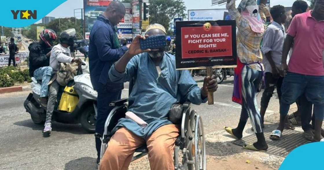 Galamsey, a physically challenged man, protests, illegal mining, free the citizens