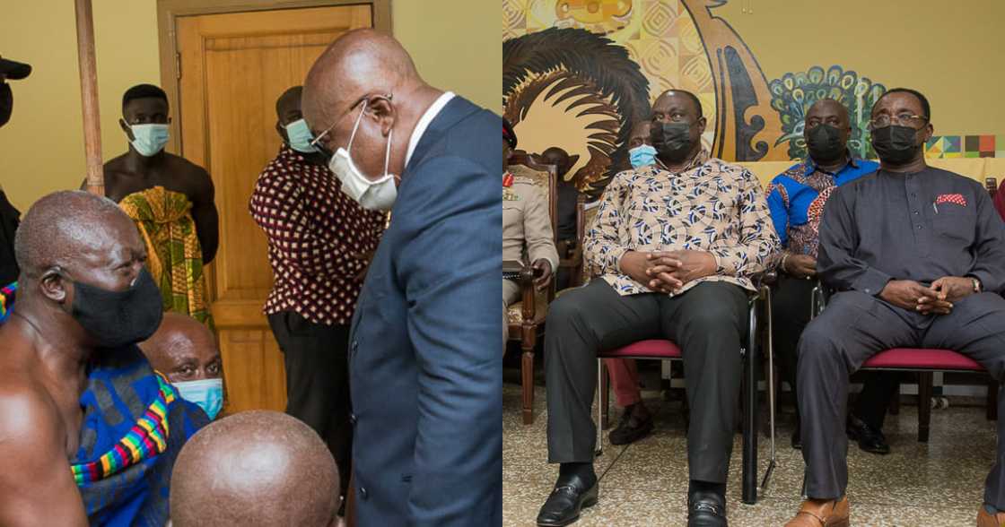 Akufo Addo speaking to Otumfuo as Alan K and Afriyie Akoto look on