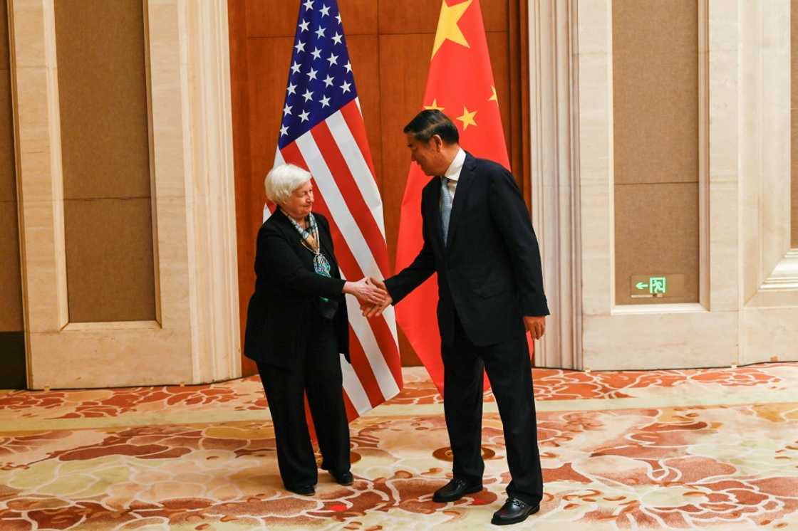 US Treasury Secretary Janet Yellen said ahead of talks with her Chinese counterpart He Lifeng that Washington will protect its national security but aims to communicate clearly US Treasury Secretary Janet Yellen said ahead of talks with her Chinese counterpart He Lifeng that Washington will protect its national security but aims to communicate clearly