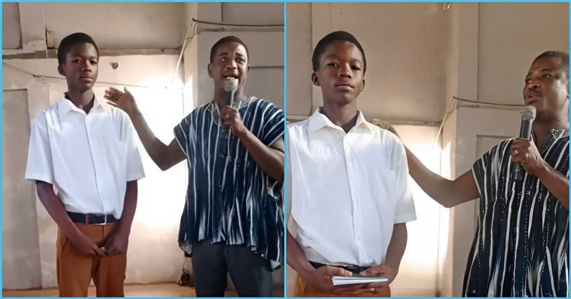 Photo of SHS boy and school official Photo of SHS boy and school official