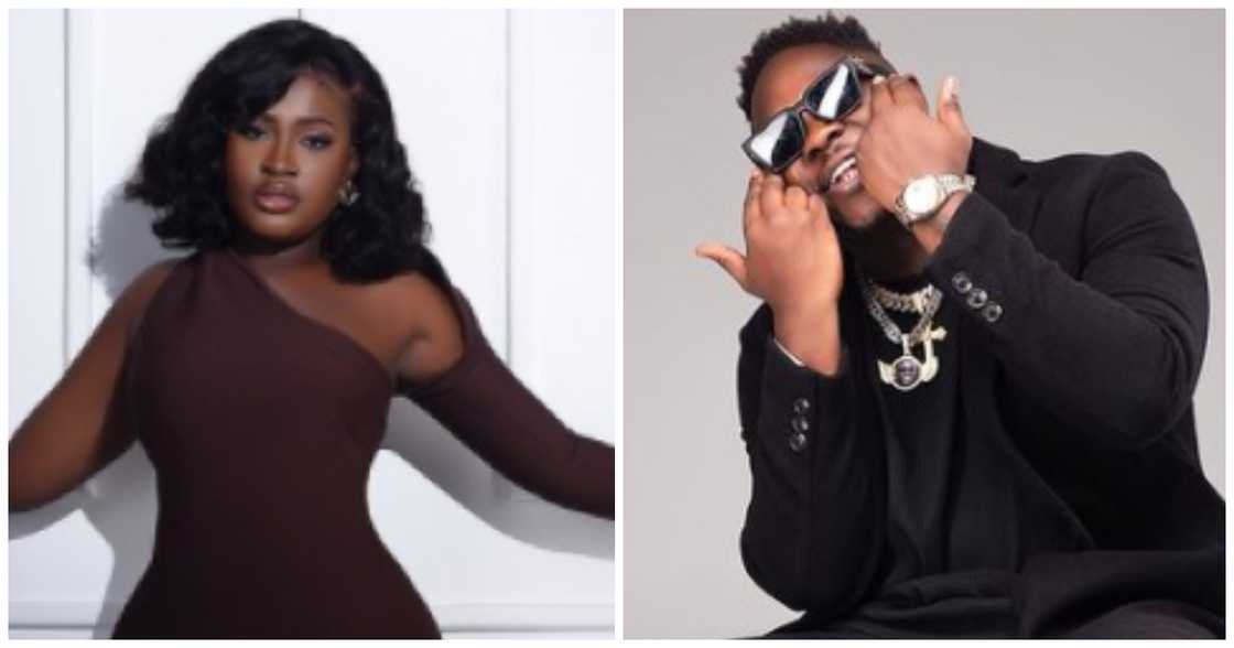 Medikal and wife, Fella Makafui, posing for the camera Medikal and wife, Fella Makafui, posing for the camera