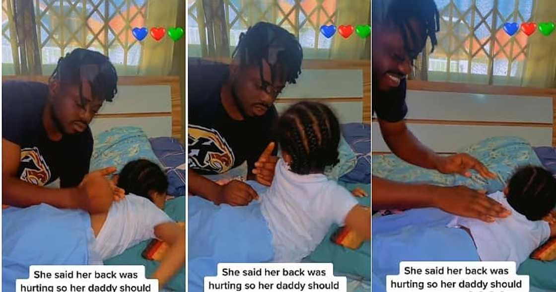 Little girl asks for massage, dad Little girl asks for massage, dad