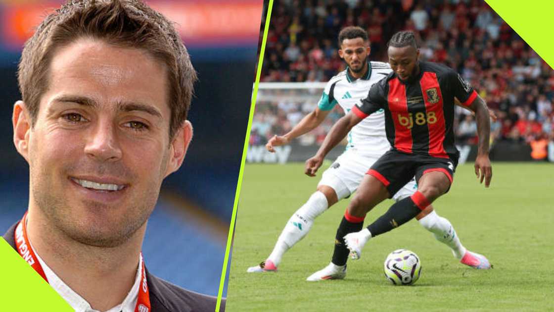 Antoine Semenyo and Jamie Redknapp. Antoine Semenyo and Jamie Redknapp.