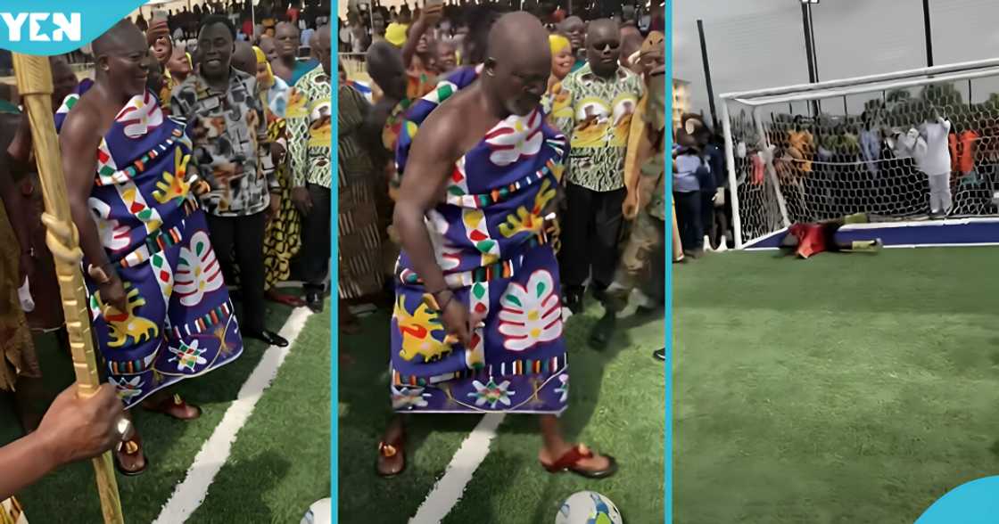 Otumfuo Osei Tutu II, Asantehene, Kumasi, Kente Clothes, Otumfuo Plays Football, Otumfuo Scores Penalty Otumfuo Osei Tutu II, Asantehene, Kumasi, Kente Clothes, Otumfuo Plays Football, Otumfuo Scores Penalty