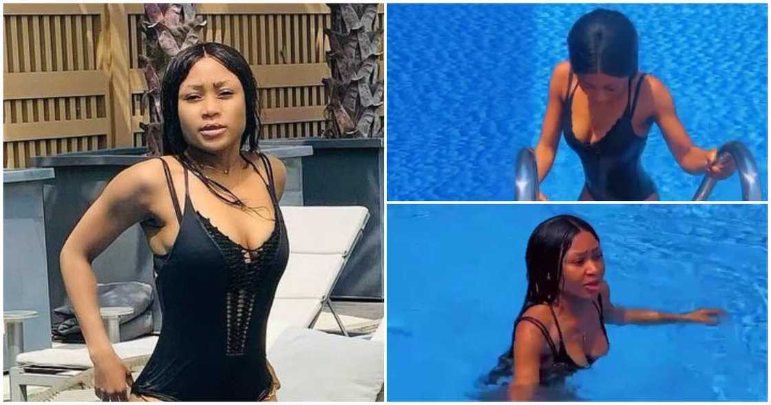 Akuapem Poloo goes swimming