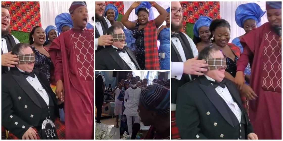 Reactions as Oyinbo groom picks Nigerian man as bride after denying wife in viral video Reactions as Oyinbo groom picks Nigerian man as bride after denying wife in viral video