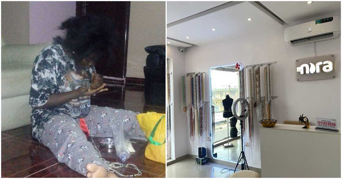 Young lady celebrate successfully owning a shop for her business Young lady celebrate successfully owning a shop for her business