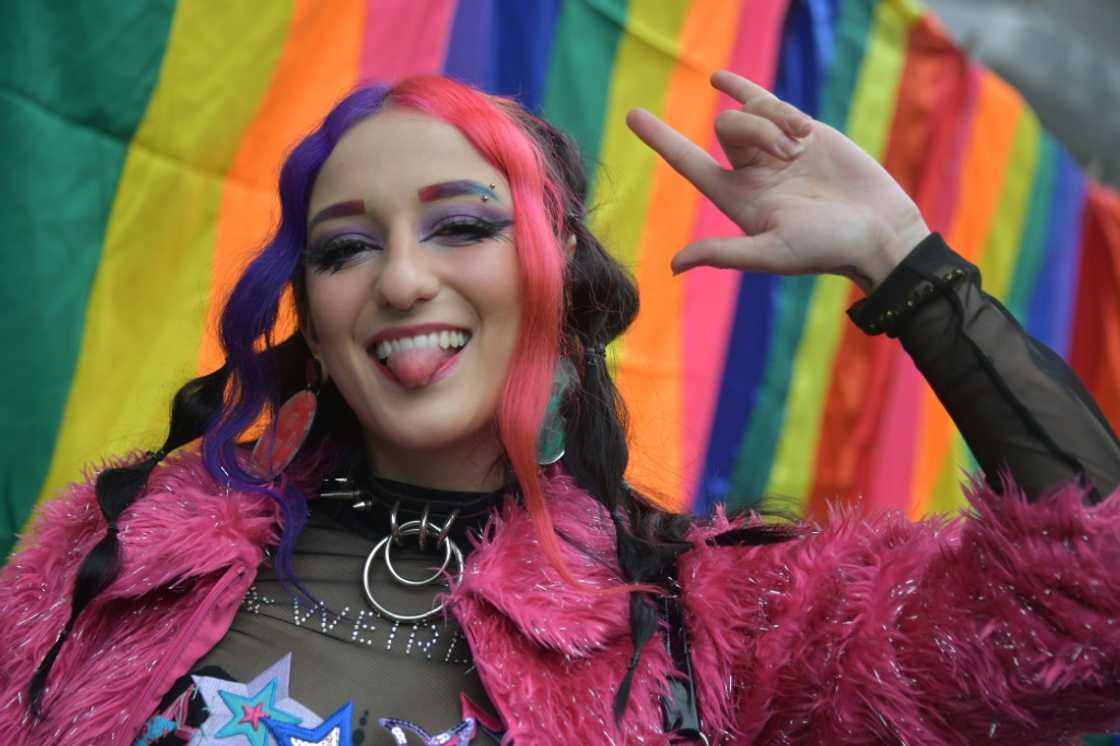 A participant in Sao Paulo's 26th Gay Pride Parade on June 19, 2022. A participant in Sao Paulo's 26th Gay Pride Parade on June 19, 2022.