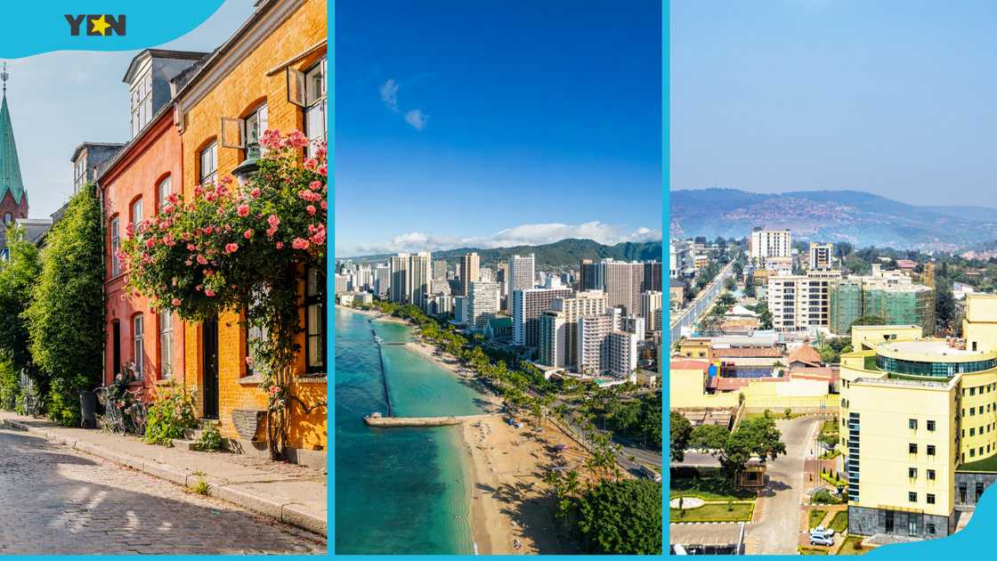 Image of Copenhagen, Denmark (R), Honolulu USA (M) and Kigali, Ruanda (L) Image of Copenhagen, Denmark (R), Honolulu USA (M) and Kigali, Ruanda (L)