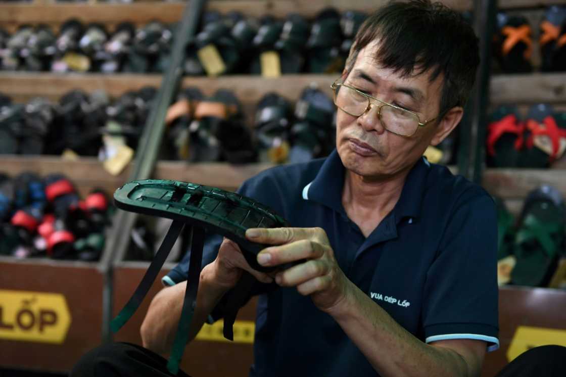 For those seeking a nod to yesteryear, the hard-soled rubber sandals are available at markets and small stores alike For those seeking a nod to yesteryear, the hard-soled rubber sandals are available at markets and small stores alike