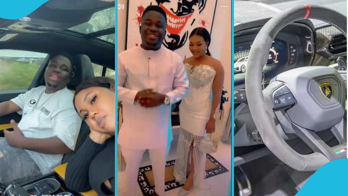Swedru businessman, Abu Trica, Lamborghini Urus, social media, Queenie, viral video, luxury cars Swedru businessman, Abu Trica, Lamborghini Urus, social media, Queenie, viral video, luxury cars
