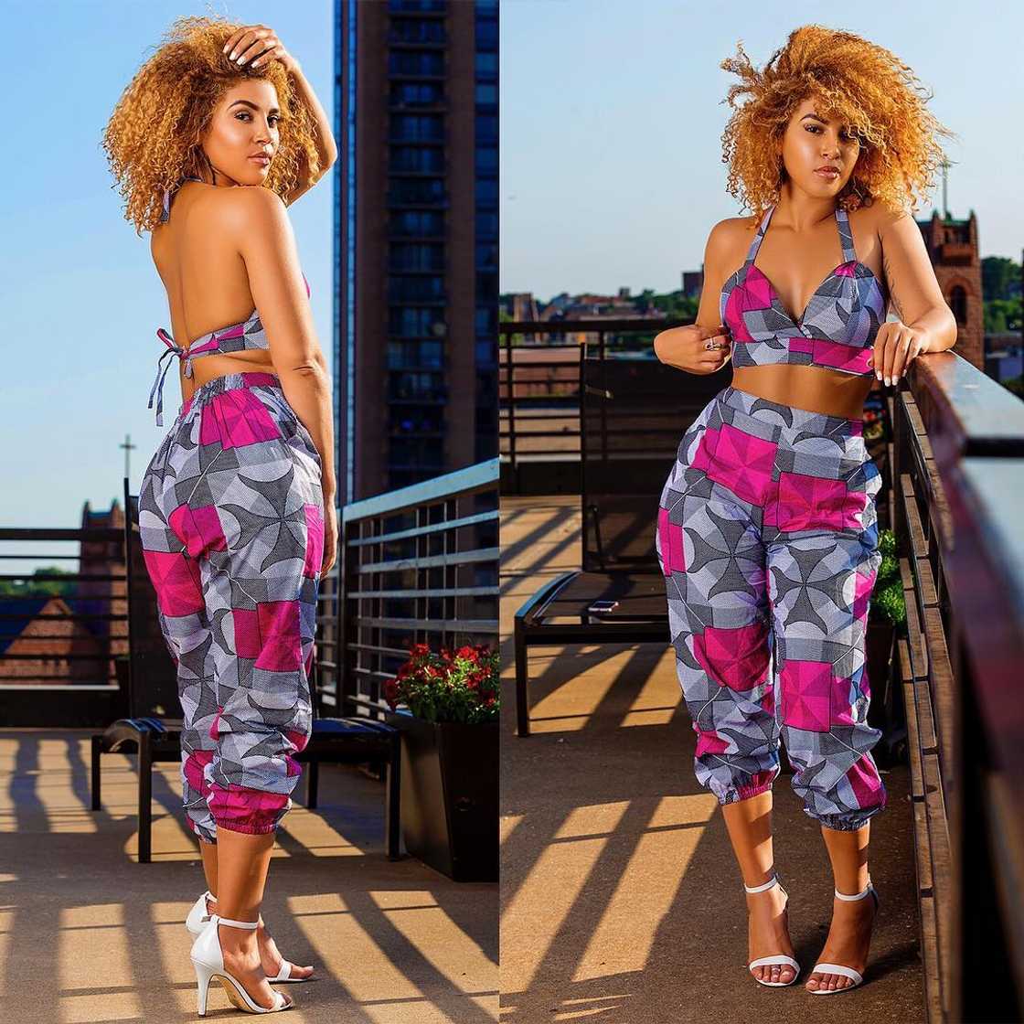 A woman in an Ankara Chi pants set A woman in an Ankara Chi pants set