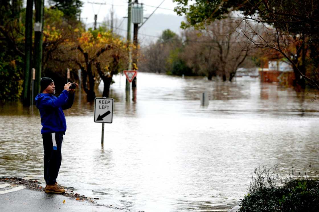 Roads disappeared into the waters and mobile homes stood in knee-high water