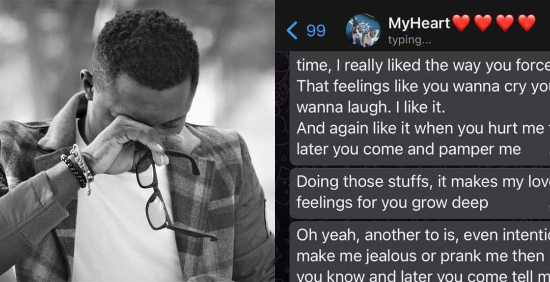 Ghanaian man shares screenshot of girlfriend complaining he does not hurt her anymore